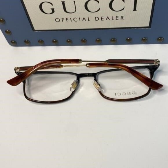 New - Gucci Eyeglasses GG0135O 004 52mm Black on Havana / Demo Lens - Picture 7 of 12